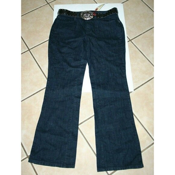 St John's Bay jeans womens 12 Fashion bootcut belt average 31 x 32 blue new - Picture 2 of 11